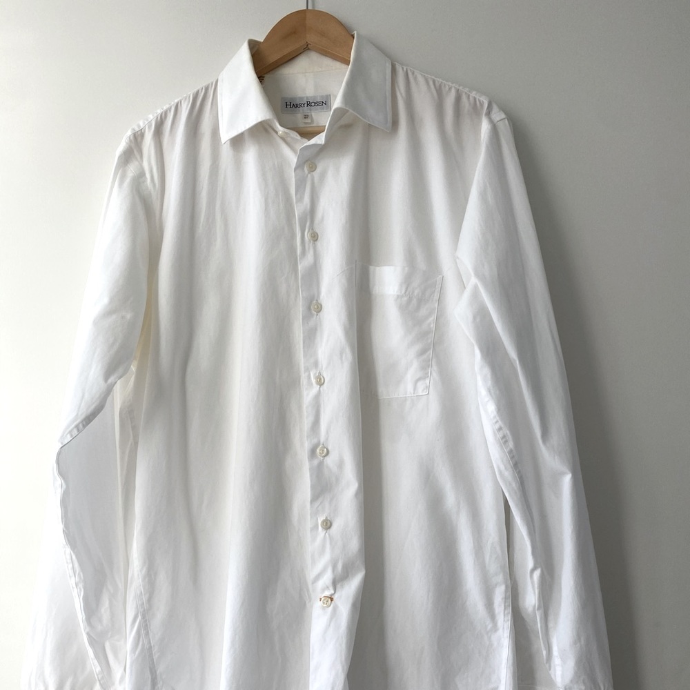 Harry Rosen Contemporary-Fit White Cotton Dress Shirt 16.5/36T